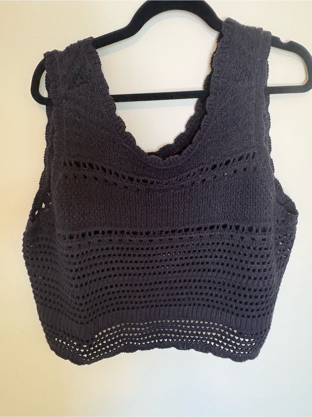 George Black Crochet Knit Tank Top
